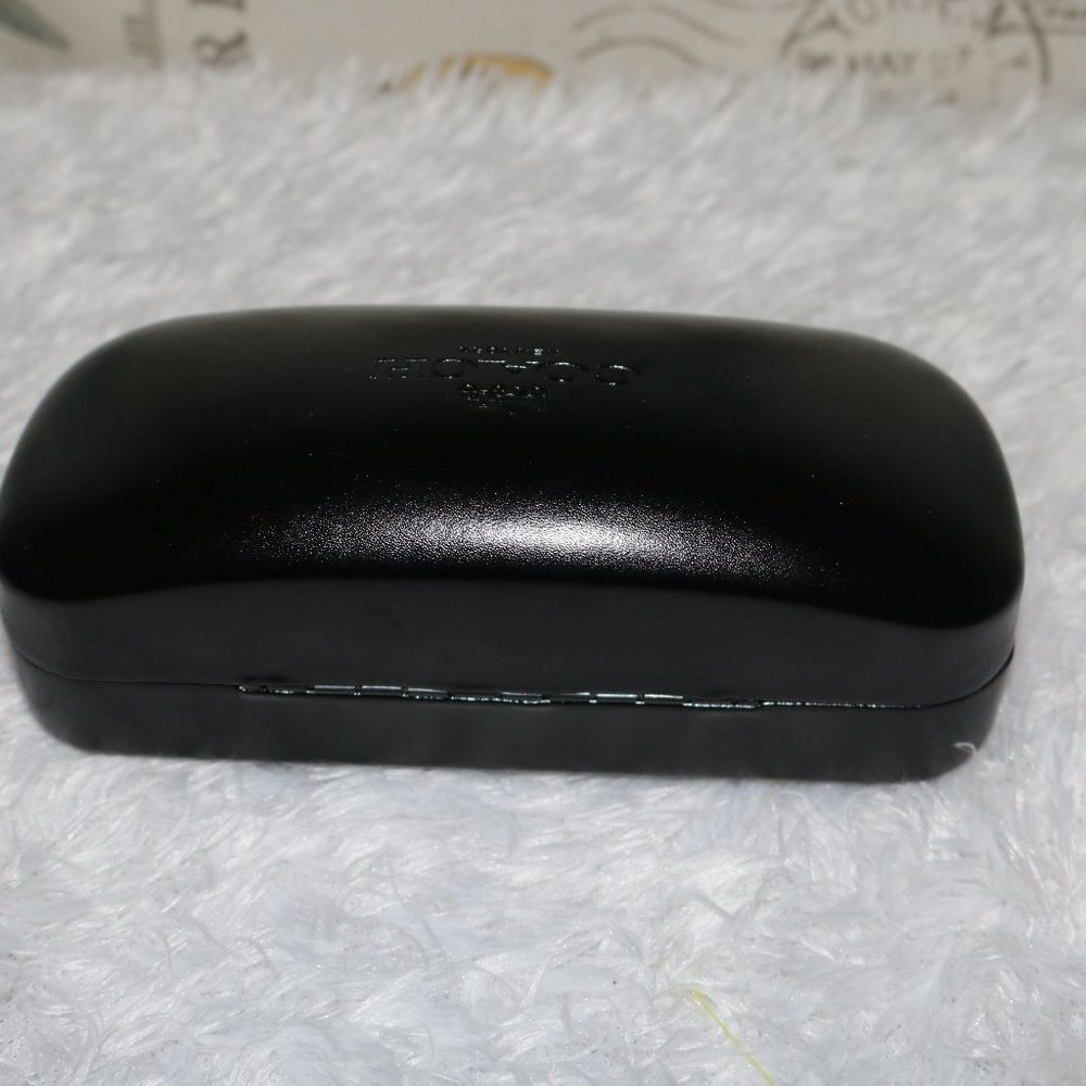 Coach black clamshell sunglasses case with velvet lining